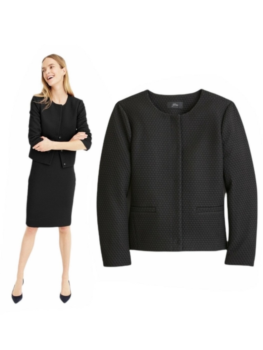 J. Crew Navy Matelasse Synthetic Portfolio Jacket Size 12